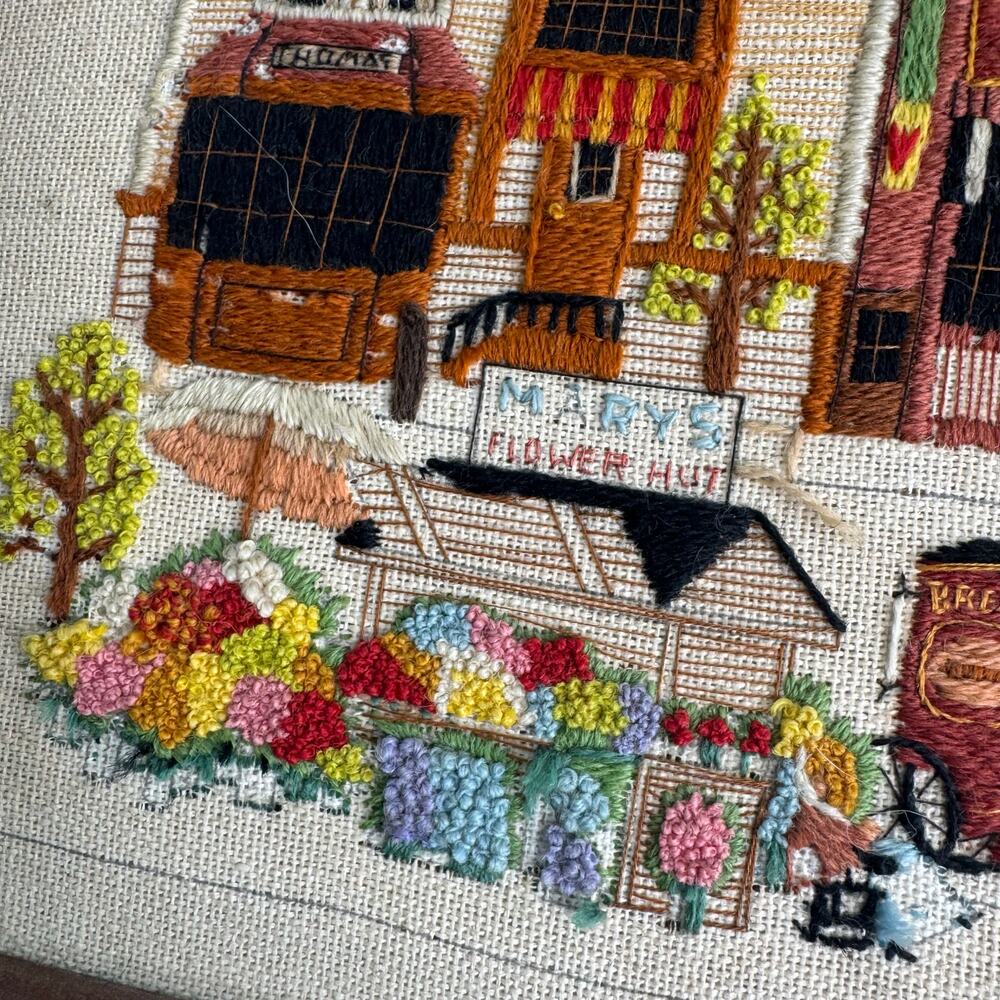 1980s Framed Vintage Dimensions Crewel Victorian Street Charles Wysocki 17x20 - Picture 12 of 12